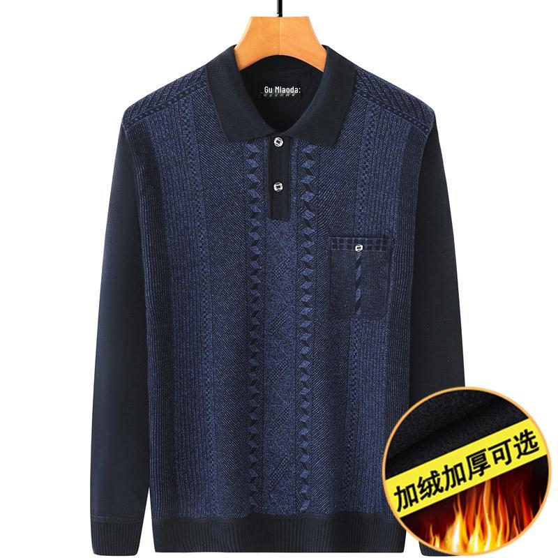 Men's Plus Velvet Sweater for Winter - Warm Knitwear for Middle-Aged and Elderly