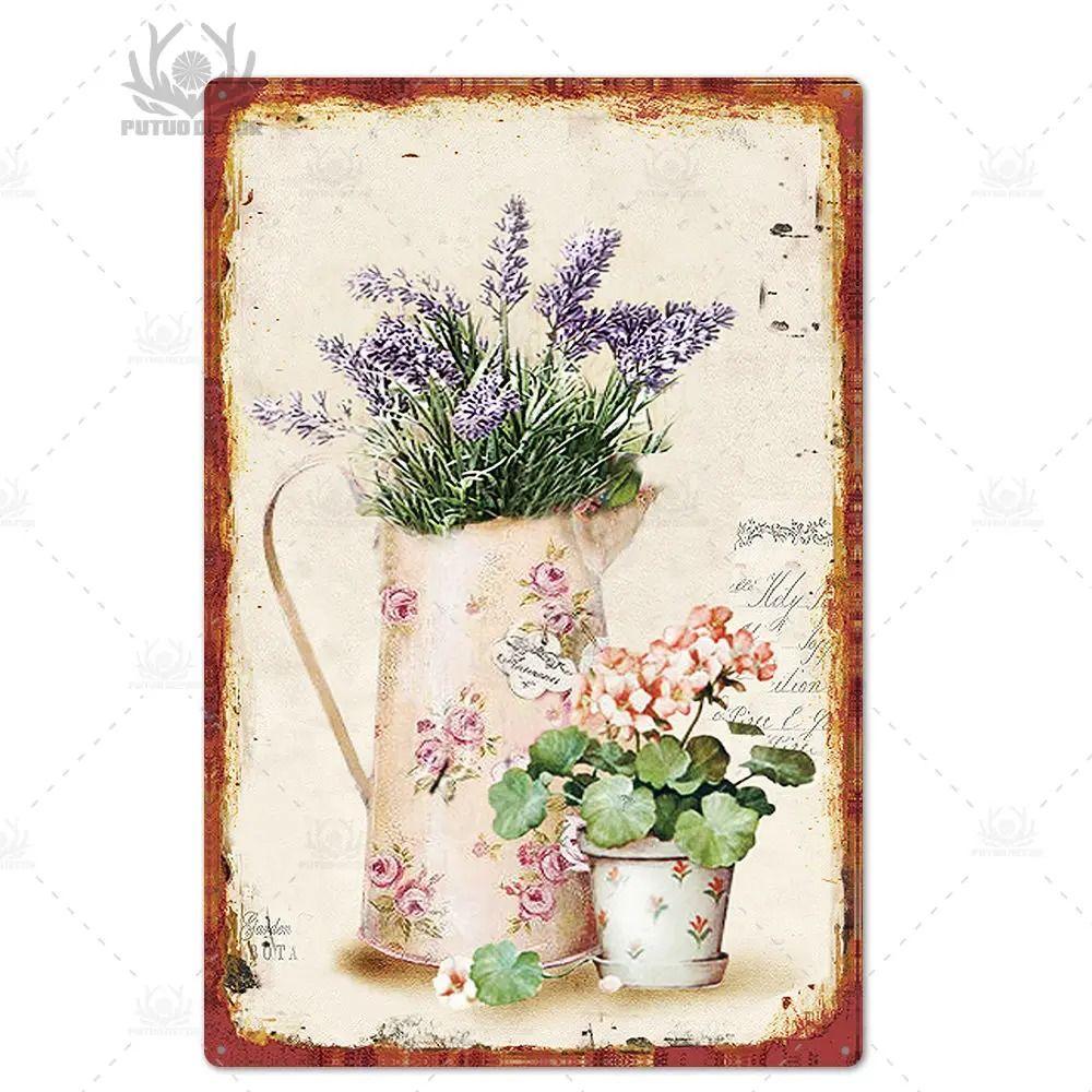 Оловянная вывеска в прованском стиле, французское деревенское металлическое настенное искусство 20x30 см