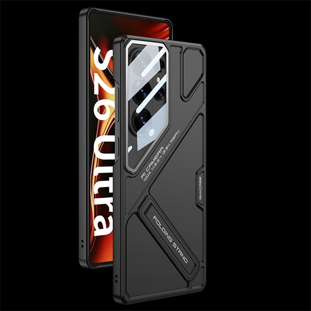 Aluminum Alloy Shockproof Armor Phone Case for Samsung Galaxy S26 Ultra Metal Stand Holder Bracket Glass Camera Protect Cover