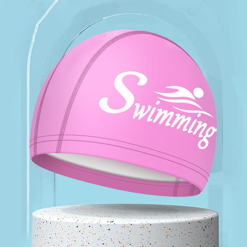Шапочки для плавания для женщин и мужчин, универсальные, большого размера, для защиты ушей, для купания, водонепроницаемые, с буквенным принтом, из полиуретана