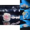 Stone Ring With Pink Zircon Luxury Finger Ring Bride Wedding Couple