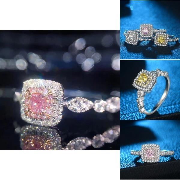 Stone Ring With Pink Zircon Luxury Finger Ring Bride Wedding Couple