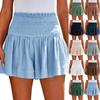 Women's Summer Casual Wide Leg Shorts Elegant Breathable Fashion Solid Color Ladies Shorts Large Size
