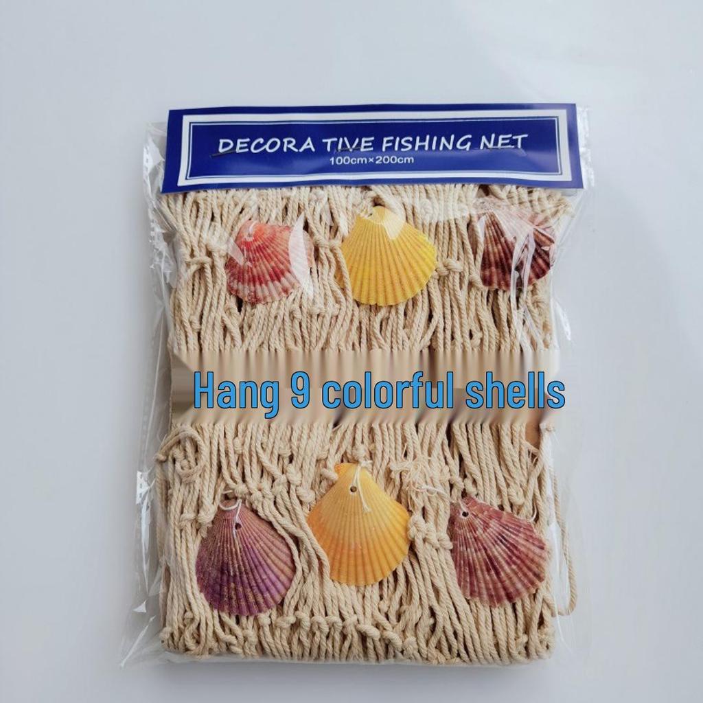 Хлопковая рыболовная сеть ручной работы, настенное украшение с ракушками и поплавками