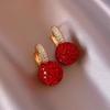 New Year's Red Earrings, A Trendy And Fashionable Internet , Diamond Ball Stud Earrings, Korean , Year Earrings For Women.