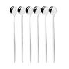 6Pcs Black Gold Long Handle Cutlery Stainless Steel Spoon Polished Stirring Drink Ice Cream Dessert Tea Spoon Dinnerware Set ARI