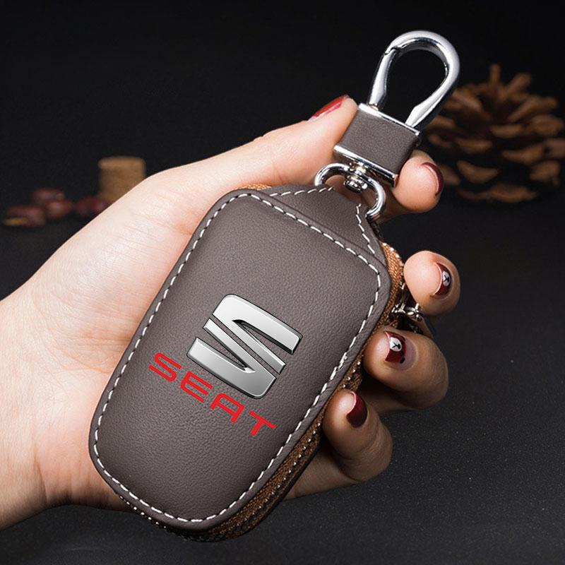 Car Keychain Bag Housekeeper Zipper Organizer Key Case For Seat Leon Ibiza Alhambra Exeo Altea Arona Mii IBL Car Accessories