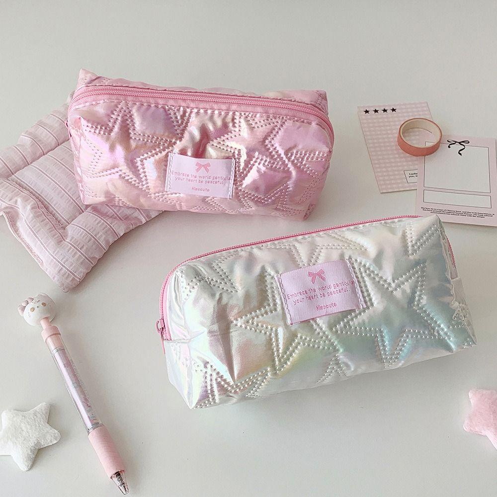 Portable Pencil Case Star Design Stationery Pouch Durable Zipper Storage Bag  School Office