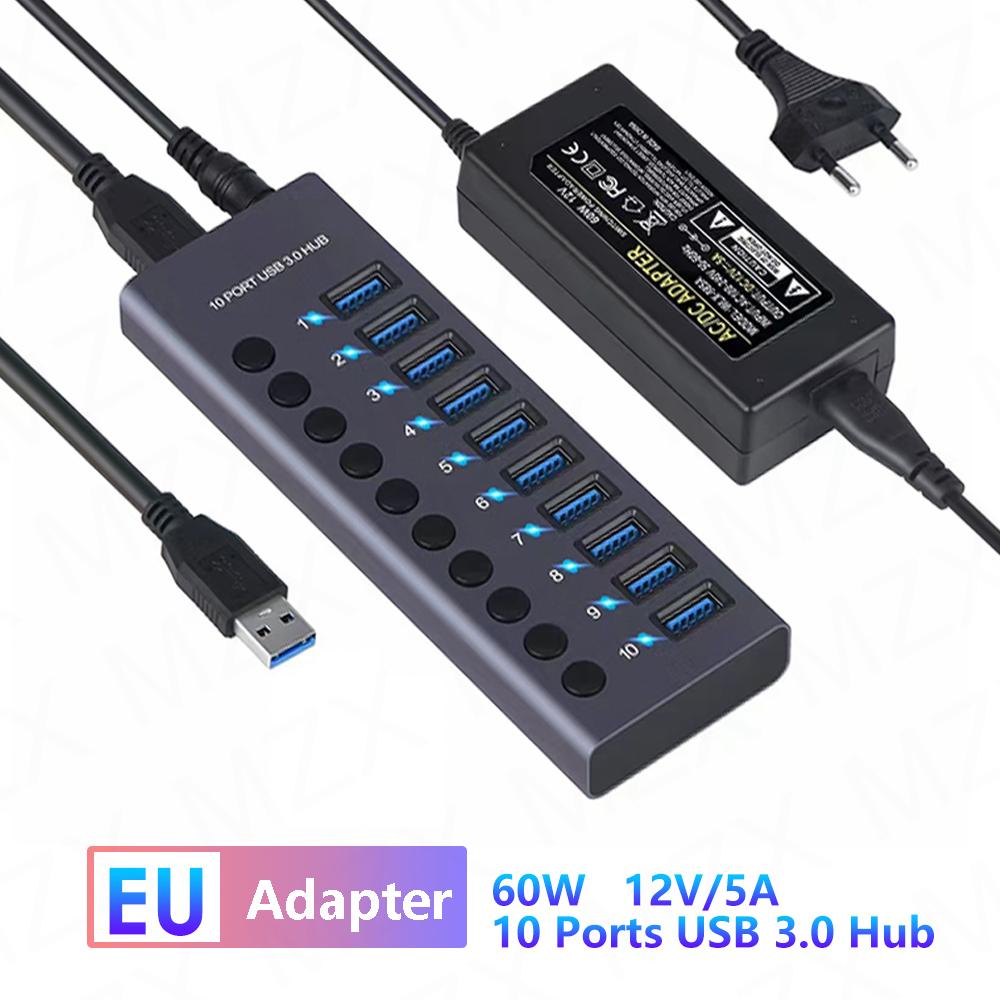 USB 3.0 Хаб Розетка Переключатель 4 6 10 Портов Концентратор Мульти-розетка Мульти-порты Док-станция Зарядное устройство Несколько Типов Питания Type C