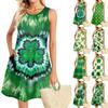 Summer Dresses For Women Beach Boho Sleeveless St. Patrick's Day Printing Flowy Pocket Tshirt Tank Sundresses