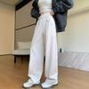 Gray Wide-leg Pants Women's Autumn and Winter New Rivet Straight-leg Pants Small High Waist Loose and Thin Casual Sports Pants