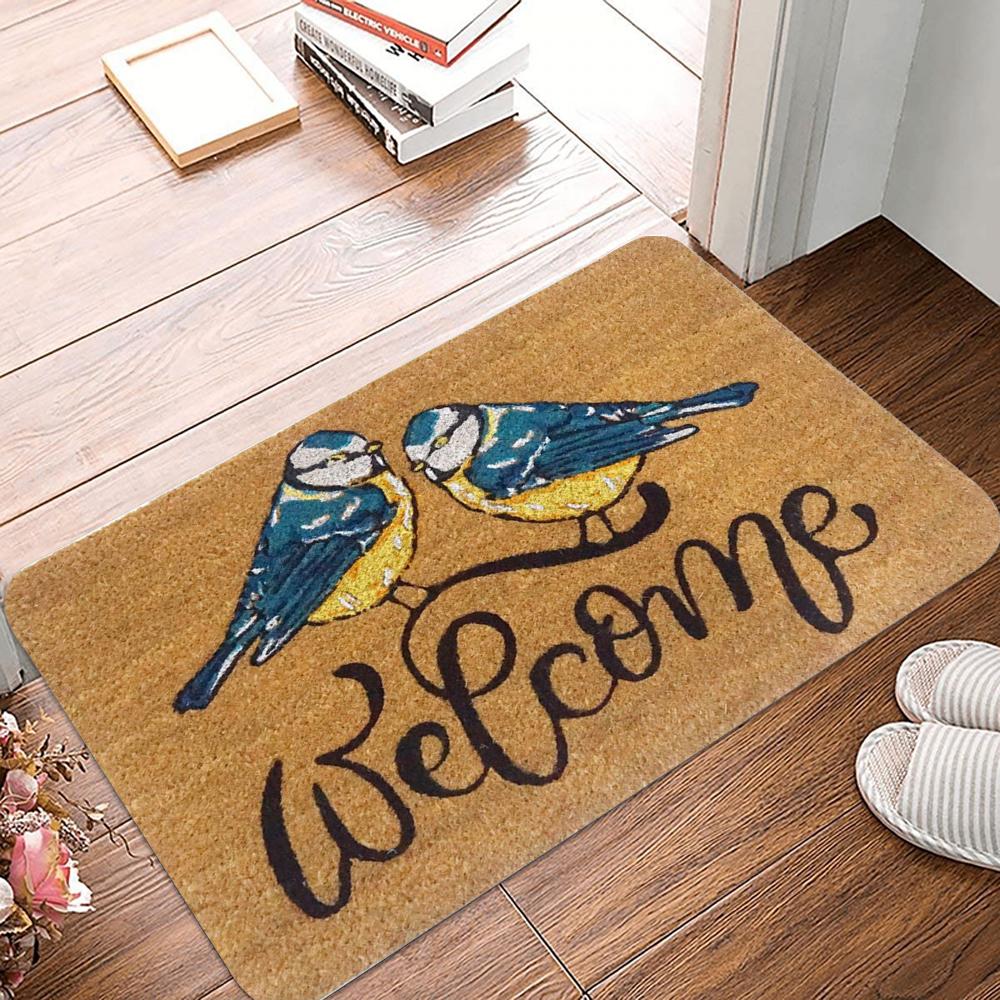 Винтажный коврик для двери с цветочным узором и надписью Welcome, противоскользящий коврик для прихожей, домашний декор для любителей природы