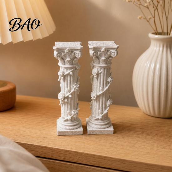 Desktop Ornament White Corinthian Column Ornament, 3D Printed Flower Vine Statue, Roman for Home Desk Shelf Decor Matte Decoration