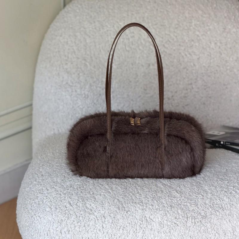 Womens Faux Fur Underarm Bag Handbag Shoulder Minimalist Commuter Fall
