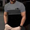 Summer Round Neck 3D Contrast Color Print Top Fashionable Casual Short Sleeved Men's T-shirts