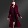 Women's Large Slim Fit Double-Breasted Wool Coat - Medium-Length, Knee-Length, Woolen Collar, High-End Design