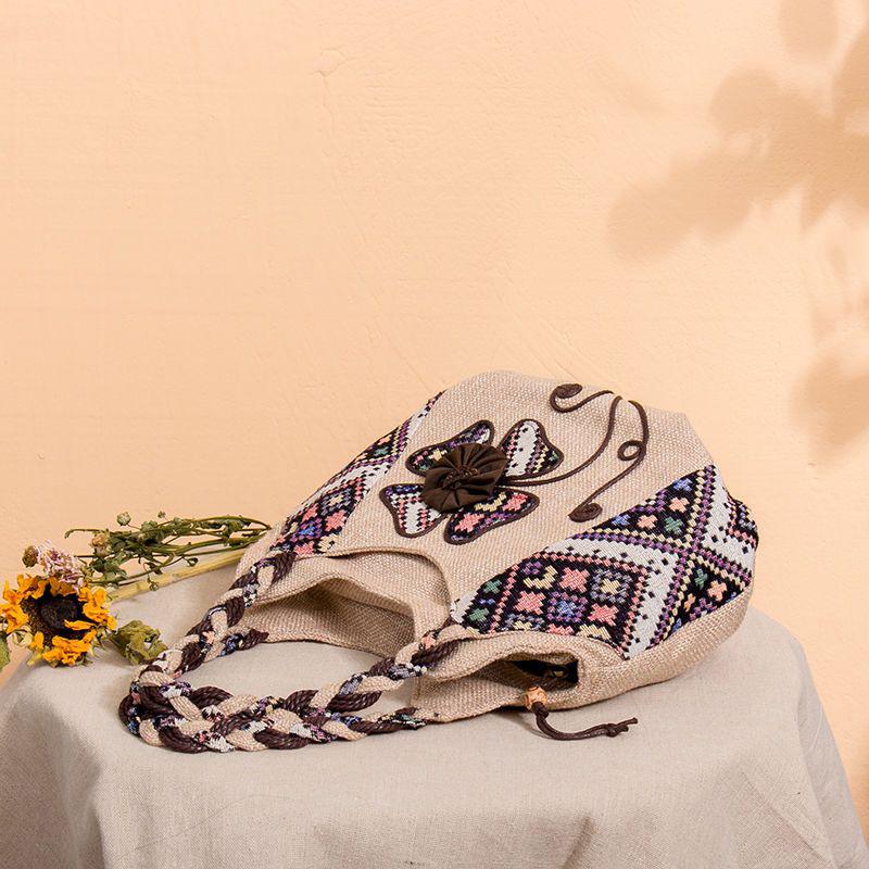 Винтажная льняная сумка для женщин в национальном стиле, сумка с верхом и ручкой, женская сумка на плечо среднего возраста, художественная сумка-тоут, материнский кошелек