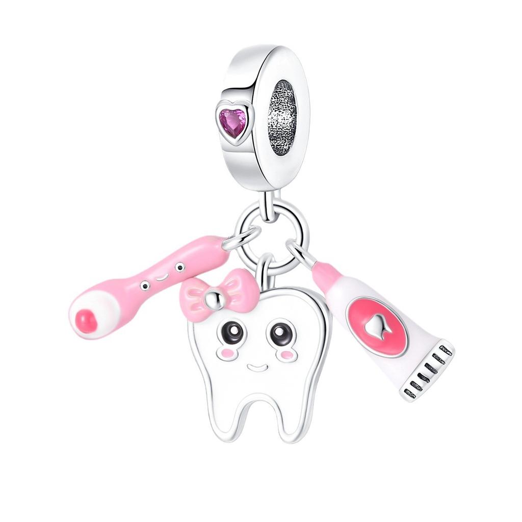 Медное покрытие 925 пробы серебряная музыкальная нота аптечка зубная нить бусины кулон Diy ювелирные аксессуары браслет