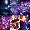 DIY Алмазная картина Фиолетовая бабочка Набор для вышивки крестом Мозаичное искусство Алмазная картина Полный круг Алмазное украшение для дома