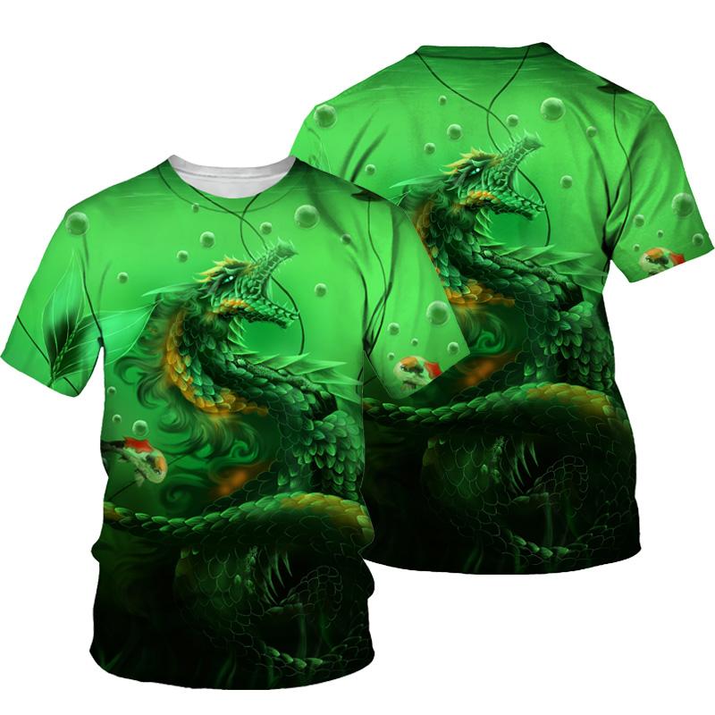 Vintage Men's T-Shirt 3D Print Dragon Pattern T Shirt Casual Short-Sleeved Top Summer Breathable Fitness Apparel Men Clothing