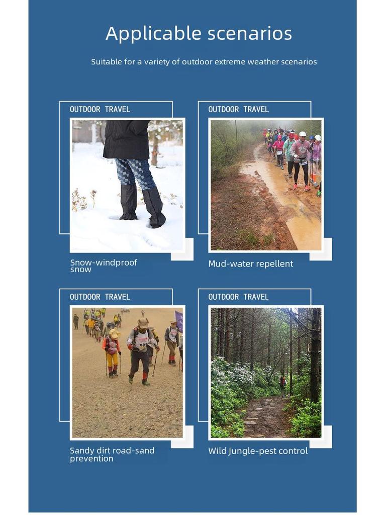 Outdoor Zipper Velcro Snow Leggings for Hiking Foot Protection