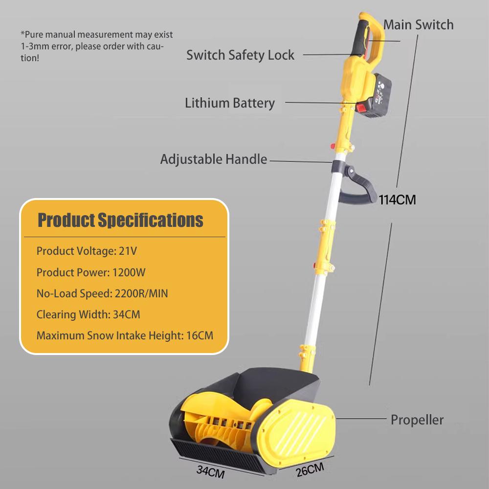 Аккумуляторный снегоуборщик Беспроводной электрический снегоотбрасыватель Машина для уборки снега Легкий инструмент для уборки снега для подъездной дорожки
