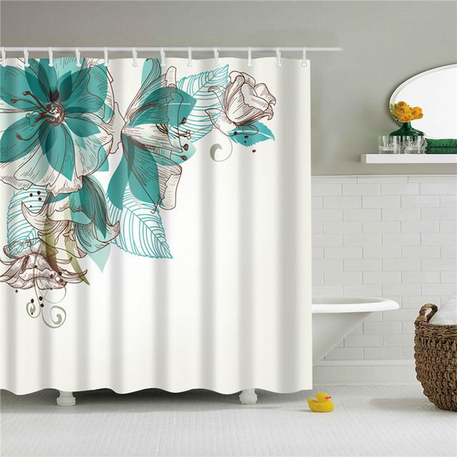 Chinese Style Flower Branch Landscape Shower Curtain 3D Printing Sunflower Bathroom Accessories Sets Waterproof Polyester Screen