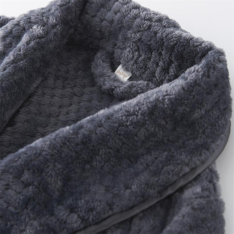 Thickened Extended Bathrobe Coral Velvet Pajamas Nightgown Night-robe for Couple Men Women Homewear