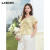 [Same as in the mall] Lagogo Lago Valley new style white temperament all cotton design sense top for women