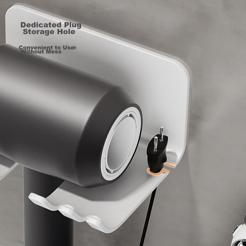 JD Original Air Series No-Drill Hair Dryer Holder, Wall-Mounted Storage Rack, Bathroom Hook Organizer