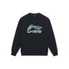 Li Ning Sports Lifestyle Series Logo Print Fleece Warm Loose Long Sleeve Sweatshirt Unisex Sweatshirt Black AWDSI59-2