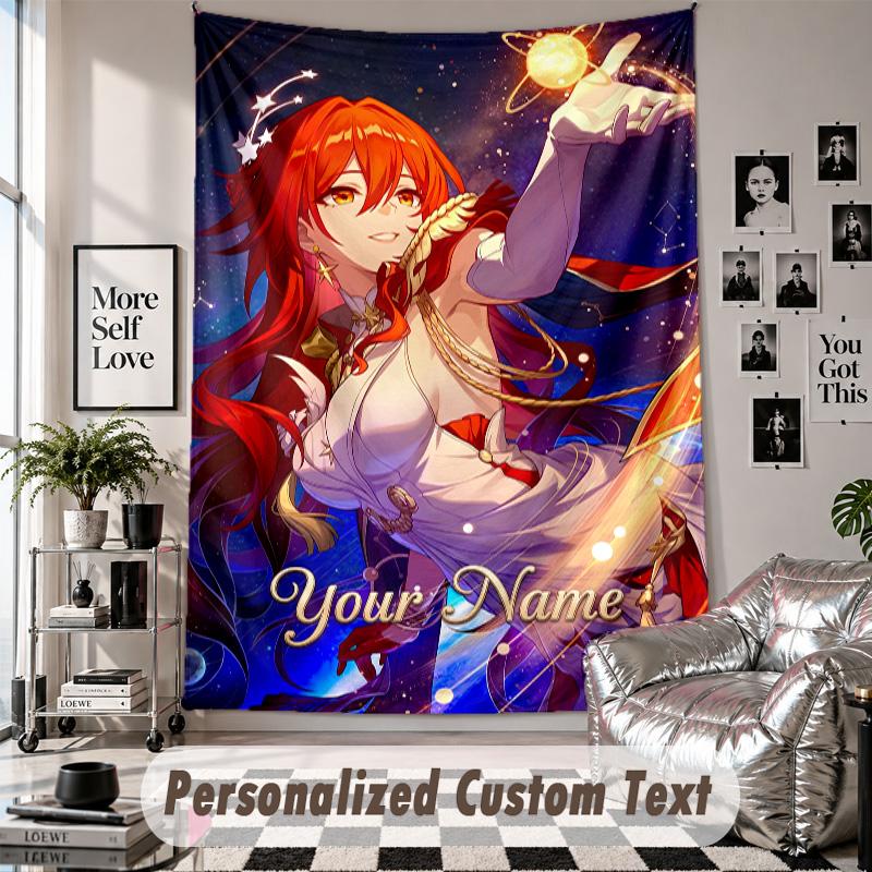 Custom Tapestry Wall Hanging, Honkai Star Rail Personalized Name Text Home Wall Decor