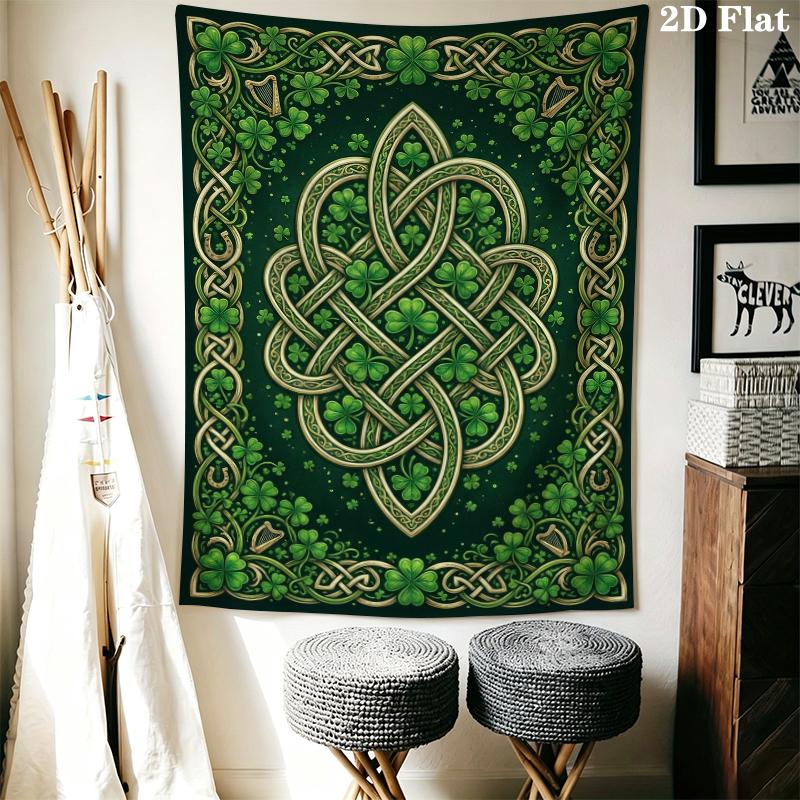 St.Patrick's Day Wall Tapestry Aesthetic Wall Hanging Printed Fabric Blanket Decorative Tapestries for Bedroom Living Room Home Decor