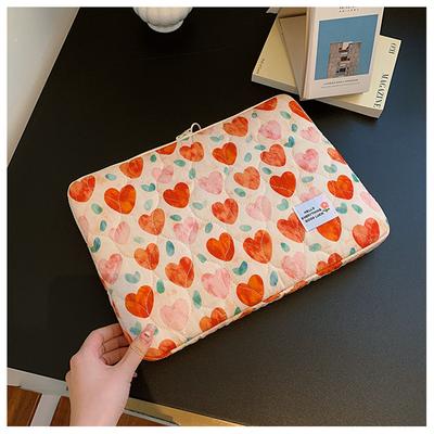 JYL Laptop bag,Korean Heart Floral Sleeve 11 Inch iPad Pro 14 15 Inch Laptop Storage