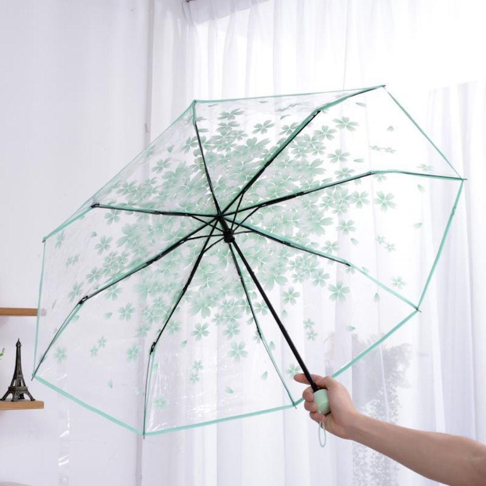Funny Folding Umbrella Windproof Manual Umbrella Korean Cherry Blossom Transparent Umbrella Home