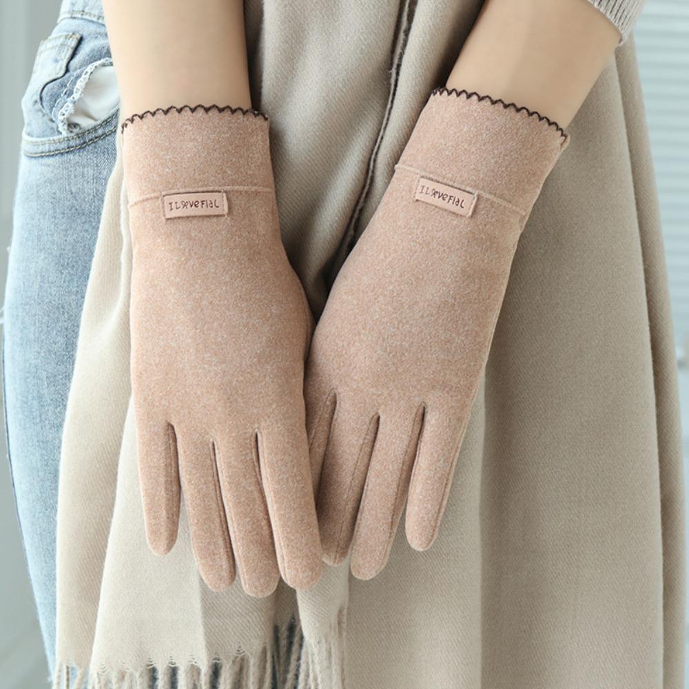 Утолщенные перчатки с закрытыми пальцами, зимние варежки, простые женские замшевые перчатки для катания на лыжах