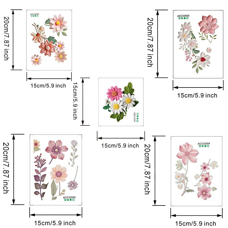 5Pcs Switch Wall Sticker Beautiful PVC DIY Wall Decals Removable Flowers Waterproof Self-Adhesive for Bedroom Bathroom