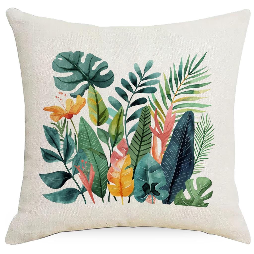 Summer Plant Leaves Pillow Simple Modern Tropical Plant Green Plant Pillow Sofa