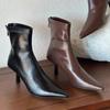 Острый носок женские ботильоны сексуальные высокие каблуки кожаные туфли 2025 тренд мода дизайнерские туфли-лодочки для вечеринок зимние челси Botas Mujer