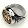Men's Gold Silver Color Two-tone Punk Ring Heroic Knight Party Hip Pop Jewelry