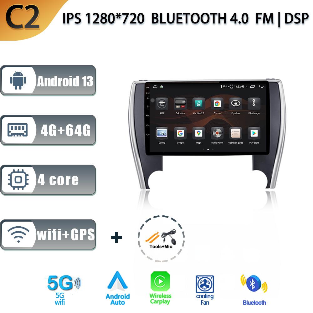 Для Toyota Camry 7 2014-2017 Android 13 автомобильный стерео блок мультимедиа радио 4G wifi GPS беспроводной Carplay 2 Din экран