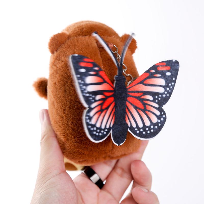Cute Capybara Back Butterfly Pull-Out Drawing Plush Doll Keychain Backpack Hanging Ornaments
