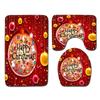 Christmas Shower Curtain Floor Mat Combination Four-Piece Set Kitchen Door Mat Bedroom Living Room Carpet