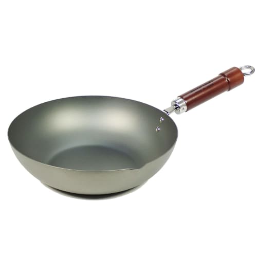 River Light Extreme Iron Frying Pan, Deep Stir-Frying Pan, 30cm, Iron Nitride Finish, Induction Compatible, Rust-Resistant, Wok, Made in Japan, K1430