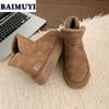 Модные меховые зимние ботинки женские на плоской платформе хлопковые туфли женские 2025 трендовые теплые зимние ботинки из искусственной кожи с плюшем удобные зимние ботинки Zapatos Mujer