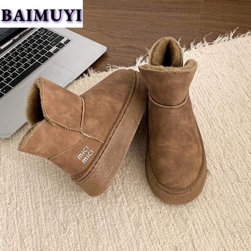 Модные меховые зимние ботинки женские на плоской платформе хлопковые туфли женские 2025 трендовые теплые зимние ботинки из искусственной кожи с плюшем удобные зимние ботинки Zapatos Mujer