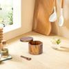 Wooden Salt Shaker - | Salt Shaker with Rotating Lid, Wooden Salt Shaker with Built-in Sugar Spoon, Wooden Kitchen Jar for Easy Hygiene, Household Sal