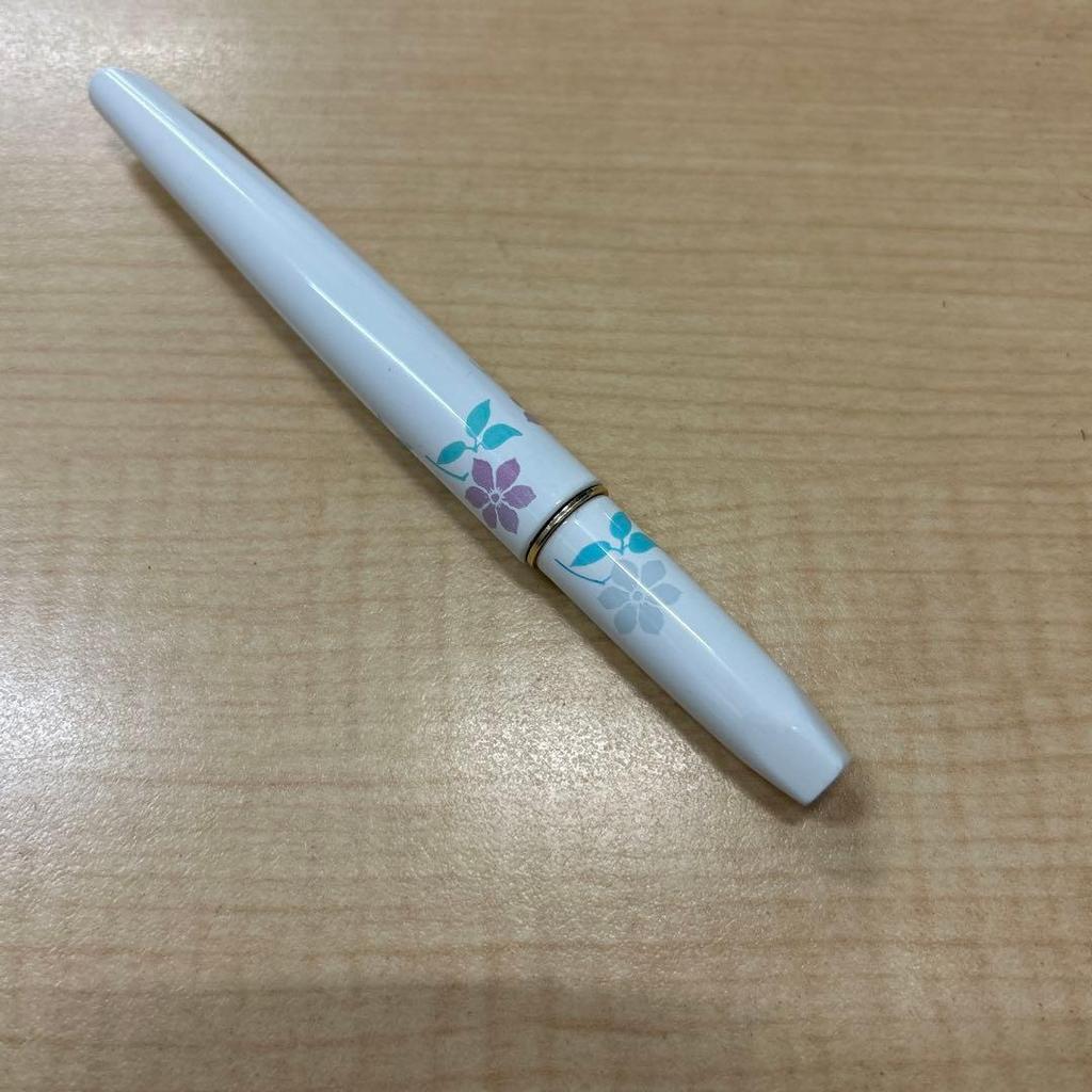 Used [Unused] Platinum Fountain Pen 14K F Fine Nib Floral Pattern Discontinued Deadstock Showa Retro