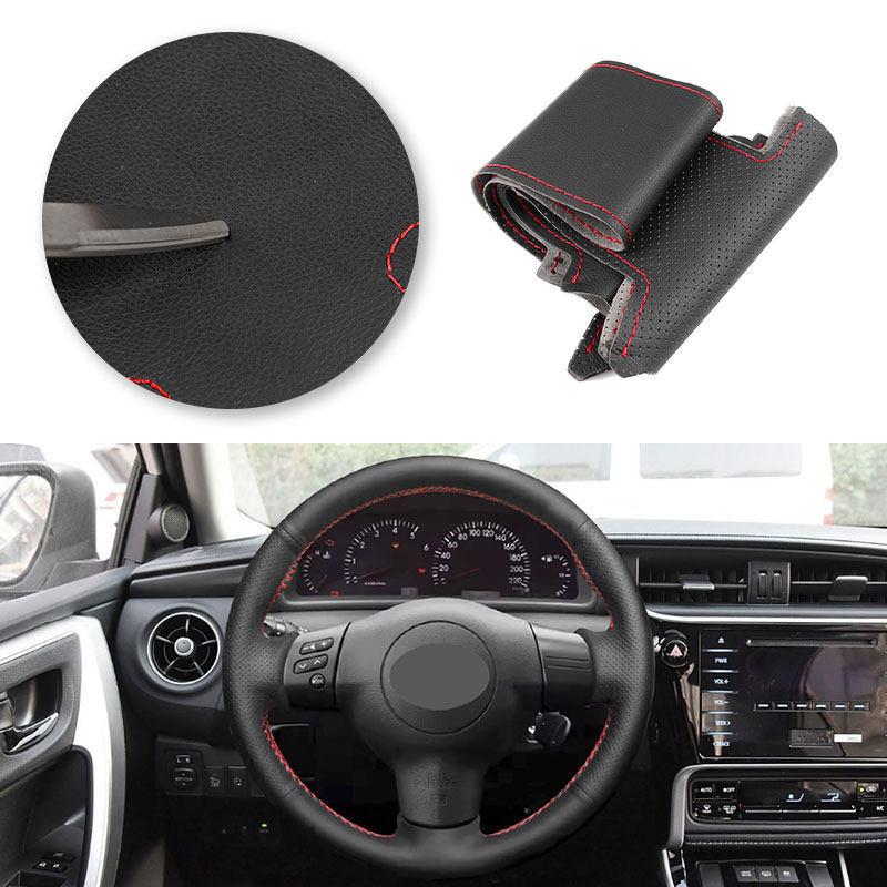 Hand-stitched Microfiber Leather Car Steering Wheel Cover Trim for Toyota Corolla 2003-2006 Caldina RAV4 Scion tC xA xB