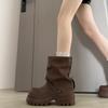 Small Thick-soled Martin Boots Women's 2025 New Autumn Retro Brown Boots Super Fire Trousers Stacked Short Boots